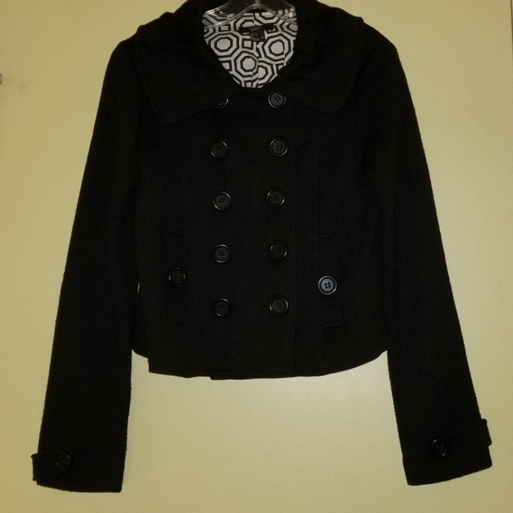 Luii Double-Breasted Cropped Wool Peacoat Blazer Anthropologie SPRING Crop - Picture 6 of 9